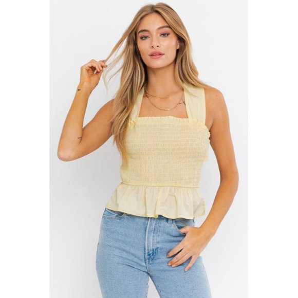 LE LIS SMOCKED PEPLUM WOMEN'S TOP - Picture 10 of 10